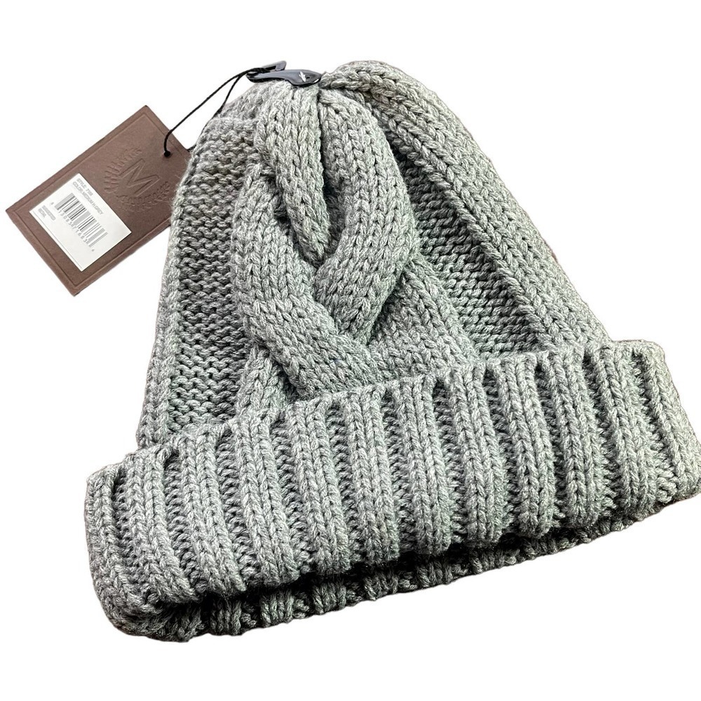 Modena New York Cable Knit Cuffed Beanie Hat Gray Women's One Size NWT